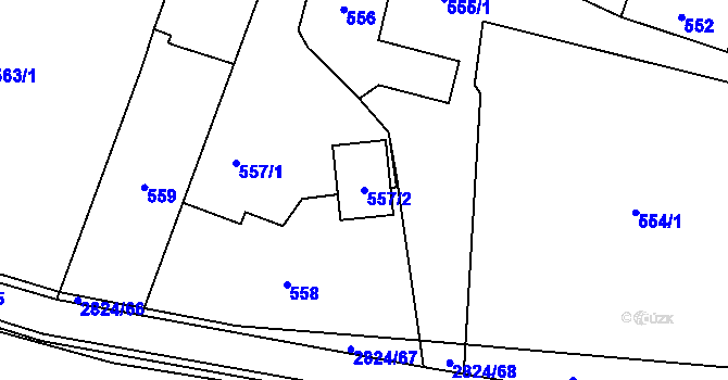 Parcela st. 557/2 v KÚ Hať, Katastrální mapa