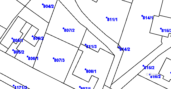 Parcela st. 811/3 v KÚ Hať, Katastrální mapa