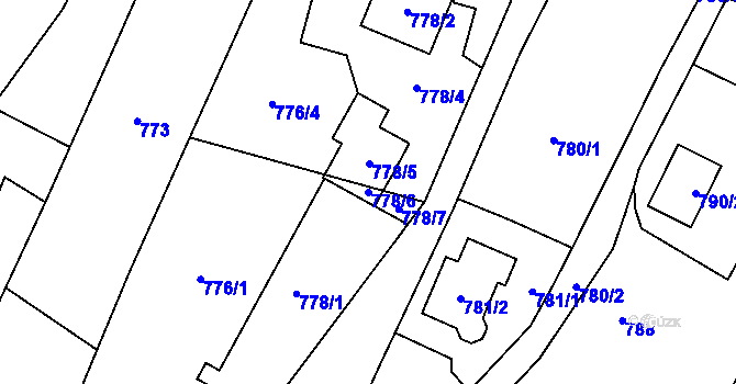 Parcela st. 778/6 v KÚ Hať, Katastrální mapa