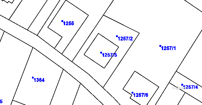 Parcela st. 1257/5 v KÚ Hať, Katastrální mapa