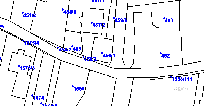 Parcela st. 456/1 v KÚ Hať, Katastrální mapa