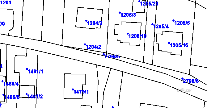 Parcela st. 2796/5 v KÚ Hať, Katastrální mapa