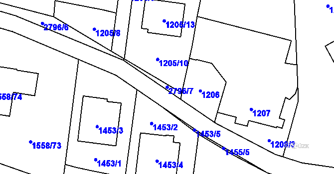 Parcela st. 2796/7 v KÚ Hať, Katastrální mapa
