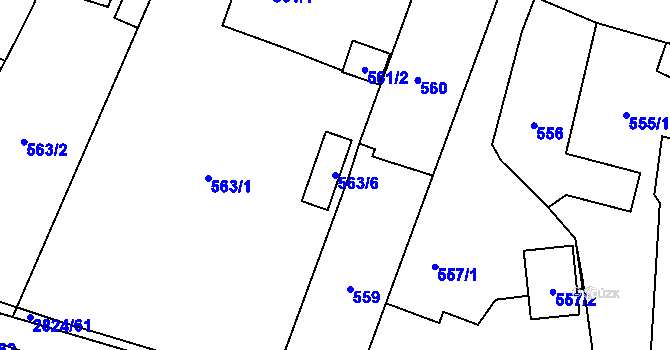 Parcela st. 563/6 v KÚ Hať, Katastrální mapa