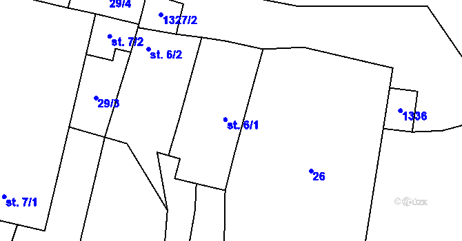 Parcela st. 6/1 v KÚ Hatín, Katastrální mapa