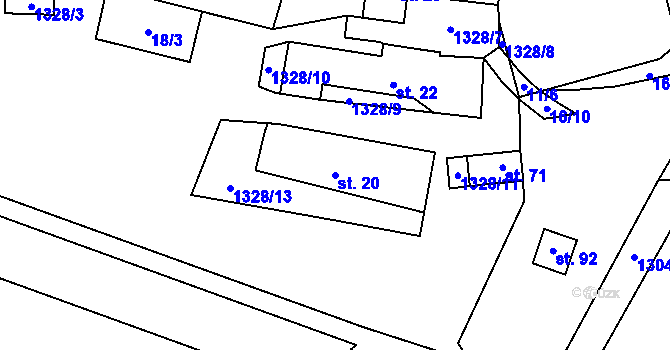 Parcela st. 20 v KÚ Hatín, Katastrální mapa