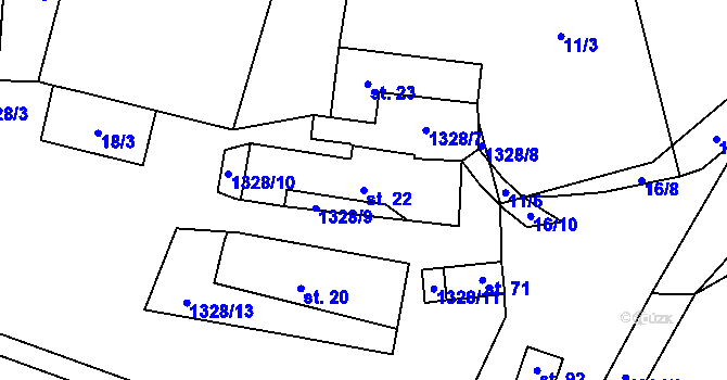 Parcela st. 22 v KÚ Hatín, Katastrální mapa