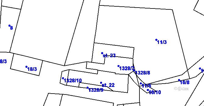 Parcela st. 23 v KÚ Hatín, Katastrální mapa