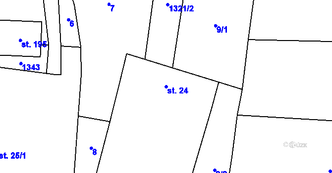 Parcela st. 24 v KÚ Hatín, Katastrální mapa