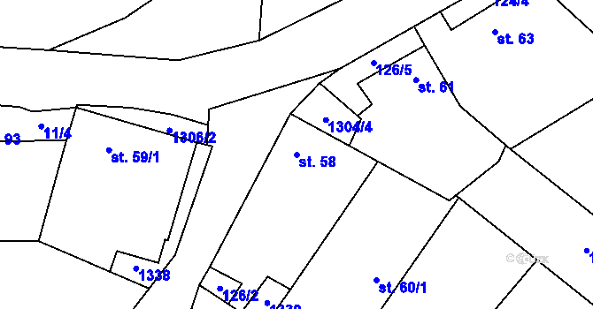 Parcela st. 58 v KÚ Hatín, Katastrální mapa