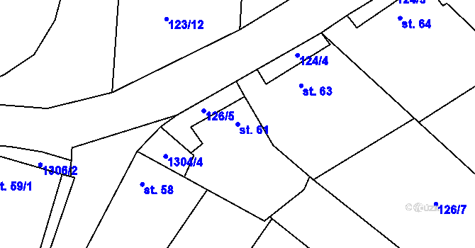 Parcela st. 61 v KÚ Hatín, Katastrální mapa
