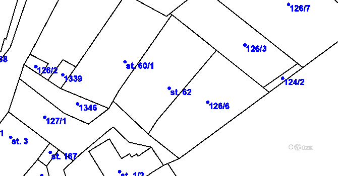 Parcela st. 62 v KÚ Hatín, Katastrální mapa