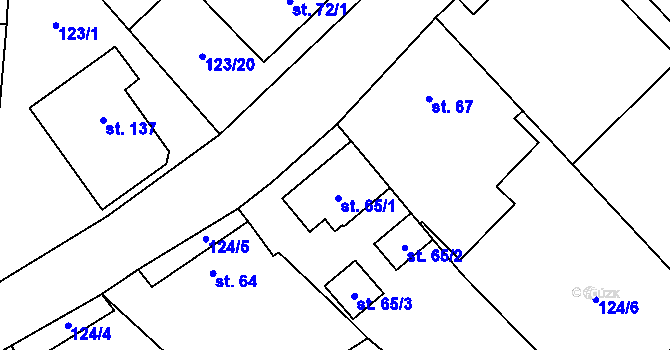 Parcela st. 65 v KÚ Hatín, Katastrální mapa