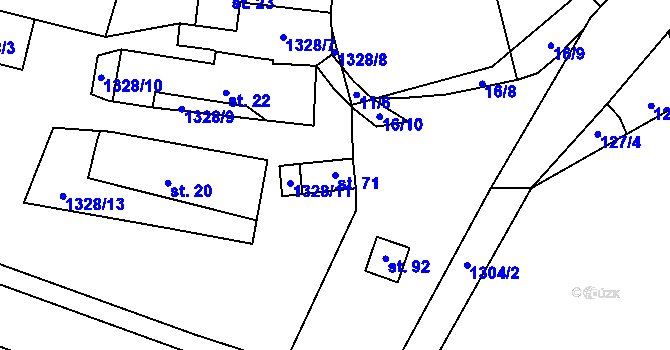 Parcela st. 71 v KÚ Hatín, Katastrální mapa