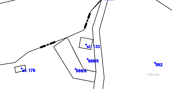Parcela st. 133 v KÚ Hatín, Katastrální mapa