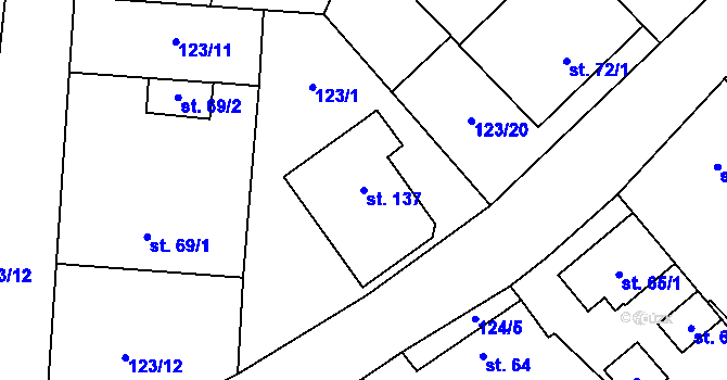 Parcela st. 137 v KÚ Hatín, Katastrální mapa