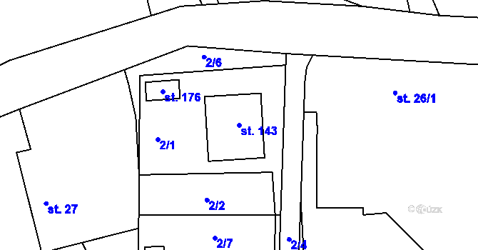 Parcela st. 143 v KÚ Hatín, Katastrální mapa