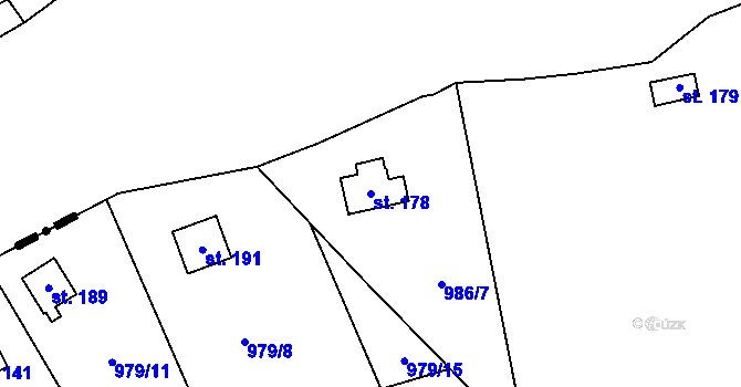Parcela st. 178 v KÚ Hatín, Katastrální mapa