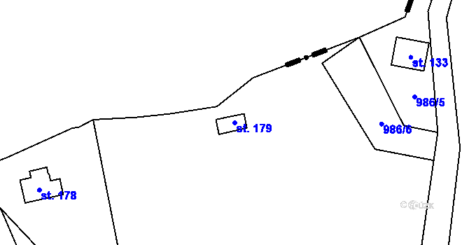 Parcela st. 179 v KÚ Hatín, Katastrální mapa