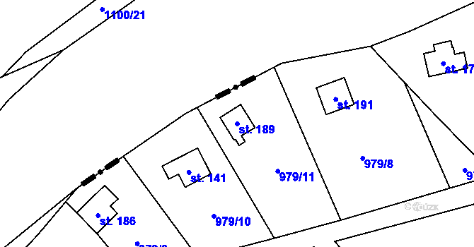 Parcela st. 189 v KÚ Hatín, Katastrální mapa