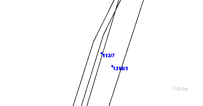 Parcela st. 113/7 v KÚ Hatín, Katastrální mapa