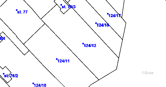 Parcela st. 124/12 v KÚ Hatín, Katastrální mapa