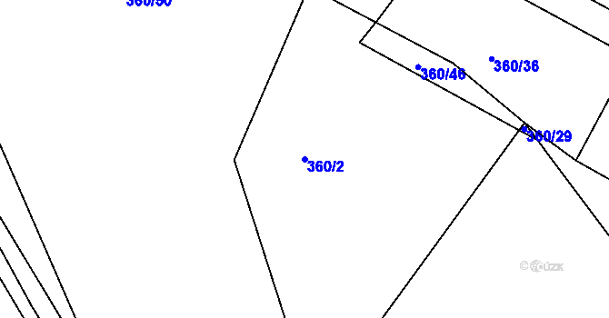 Parcela st. 360/2 v KÚ Hatín, Katastrální mapa