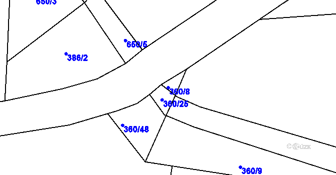 Parcela st. 360/8 v KÚ Hatín, Katastrální mapa