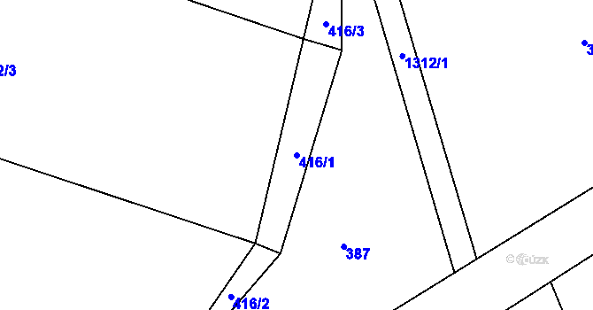 Parcela st. 416/1 v KÚ Hatín, Katastrální mapa