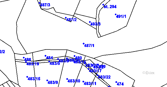 Parcela st. 487/1 v KÚ Hatín, Katastrální mapa
