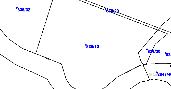 Parcela st. 836/13 v KÚ Hatín, Katastrální mapa