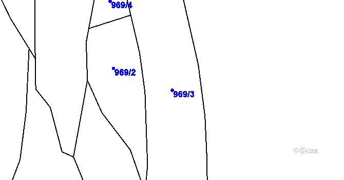 Parcela st. 969/3 v KÚ Hatín, Katastrální mapa