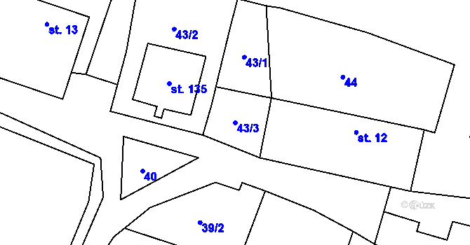 Parcela st. 43/3 v KÚ Hatín, Katastrální mapa