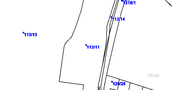 Parcela st. 113/11 v KÚ Hatín, Katastrální mapa