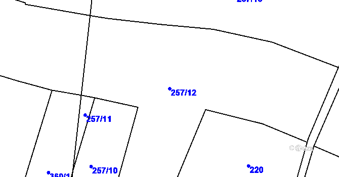 Parcela st. 257/12 v KÚ Hatín, Katastrální mapa