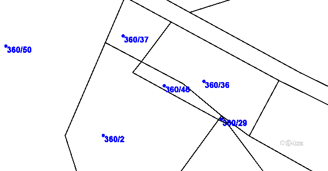 Parcela st. 360/46 v KÚ Hatín, Katastrální mapa