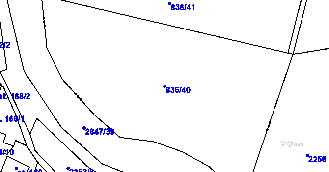 Parcela st. 836/40 v KÚ Hatín, Katastrální mapa