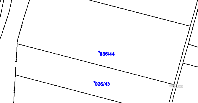 Parcela st. 836/44 v KÚ Hatín, Katastrální mapa
