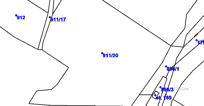Parcela st. 911/20 v KÚ Hatín, Katastrální mapa