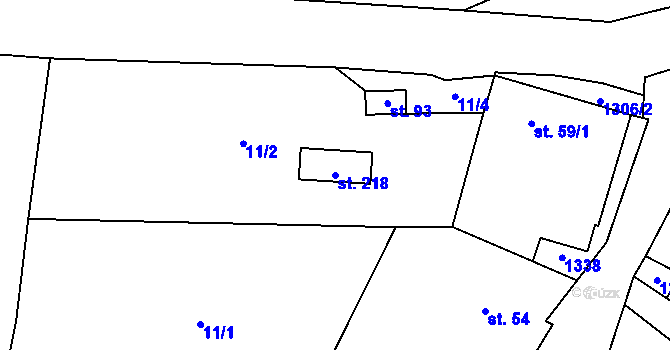 Parcela st. 218 v KÚ Hatín, Katastrální mapa
