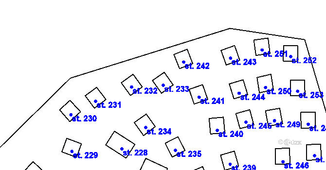 Parcela st. 233 v KÚ Hatín, Katastrální mapa