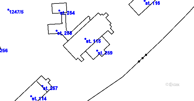 Parcela st. 259 v KÚ Hatín, Katastrální mapa