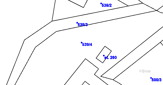 Parcela st. 539/4 v KÚ Hatín, Katastrální mapa