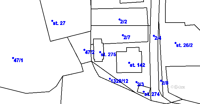 Parcela st. 275 v KÚ Hatín, Katastrální mapa