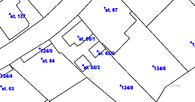 Parcela st. 65/2 v KÚ Hatín, Katastrální mapa