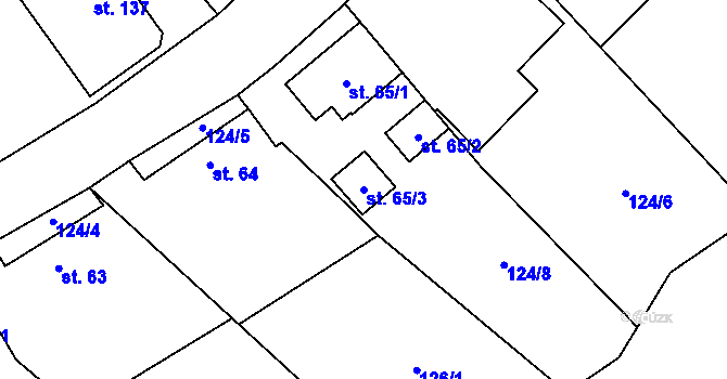 Parcela st. 65/3 v KÚ Hatín, Katastrální mapa