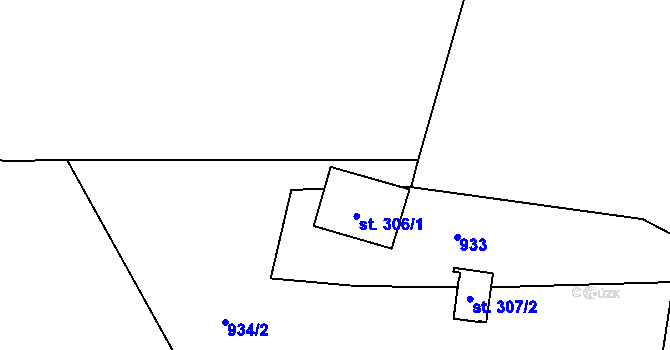 Parcela st. 306/2 v KÚ Hatín, Katastrální mapa