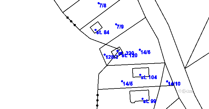 Parcela st. 128/3 v KÚ Hatín, Katastrální mapa