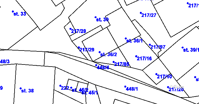 Parcela st. 36/2 v KÚ Polště, Katastrální mapa