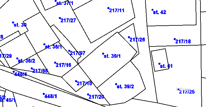 Parcela st. 39/1 v KÚ Polště, Katastrální mapa